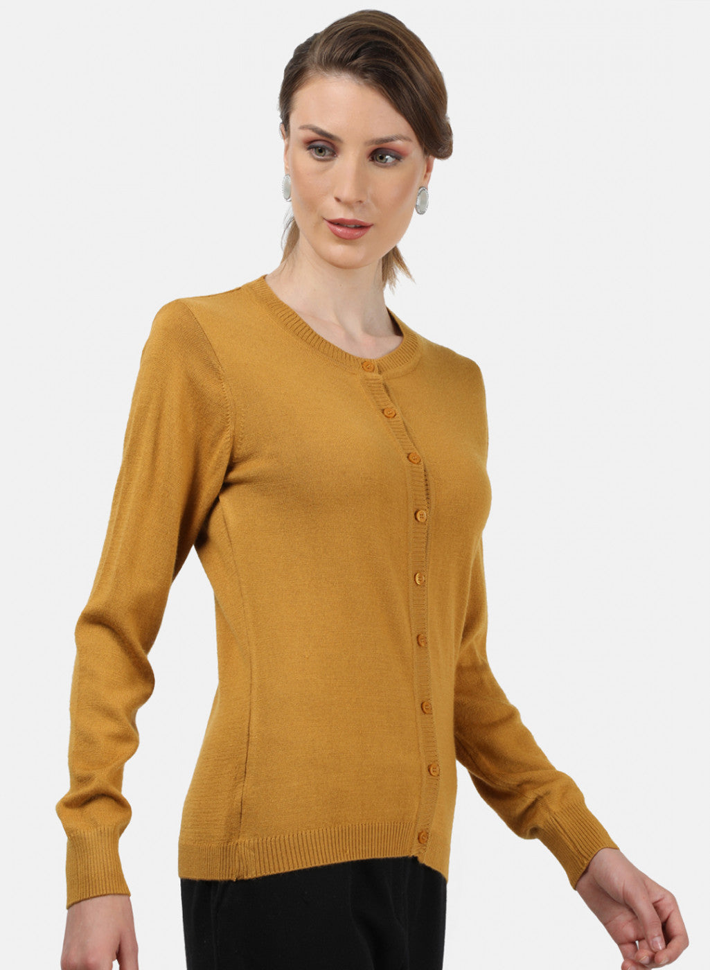 Women Yellow Solid Cardigan