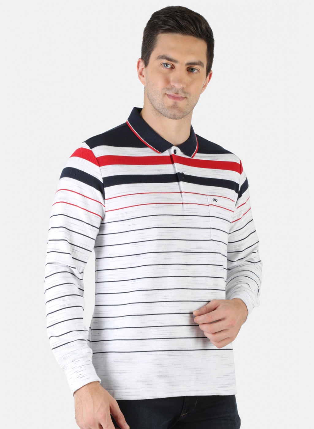 Men NAvy Blue Stripe T-Shirt