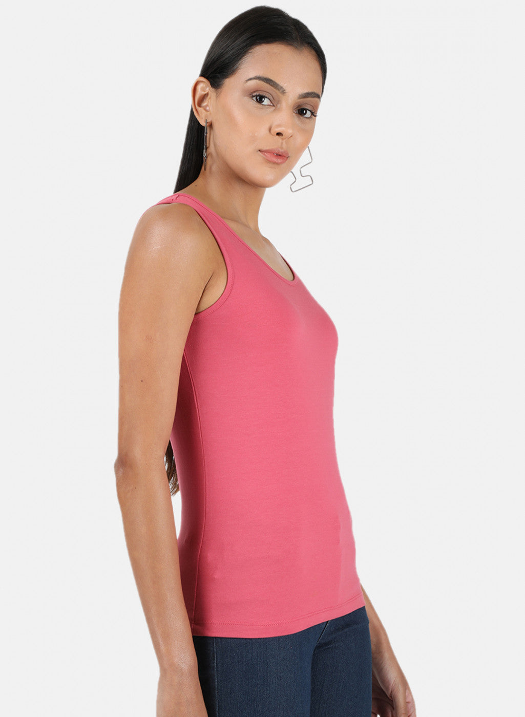 Womens Pink Plain Spaghetti