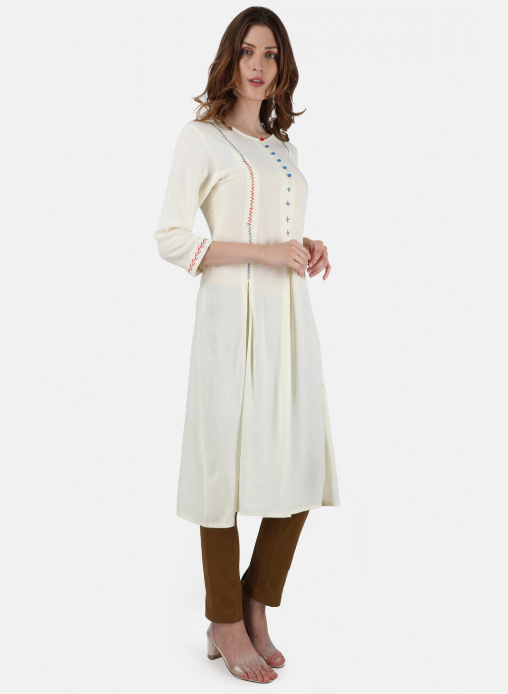 Womens Off White Plain Tunic