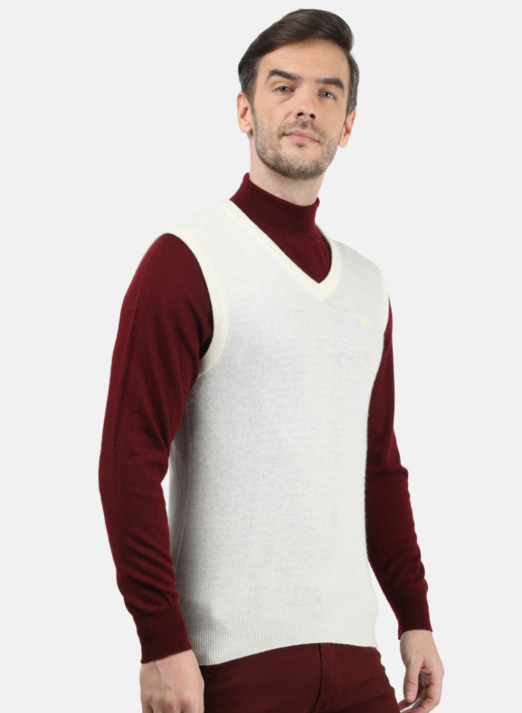 Men White Solid Sweater