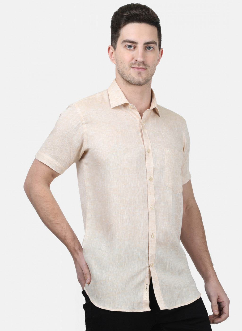 Mens Beige Solid Shirts