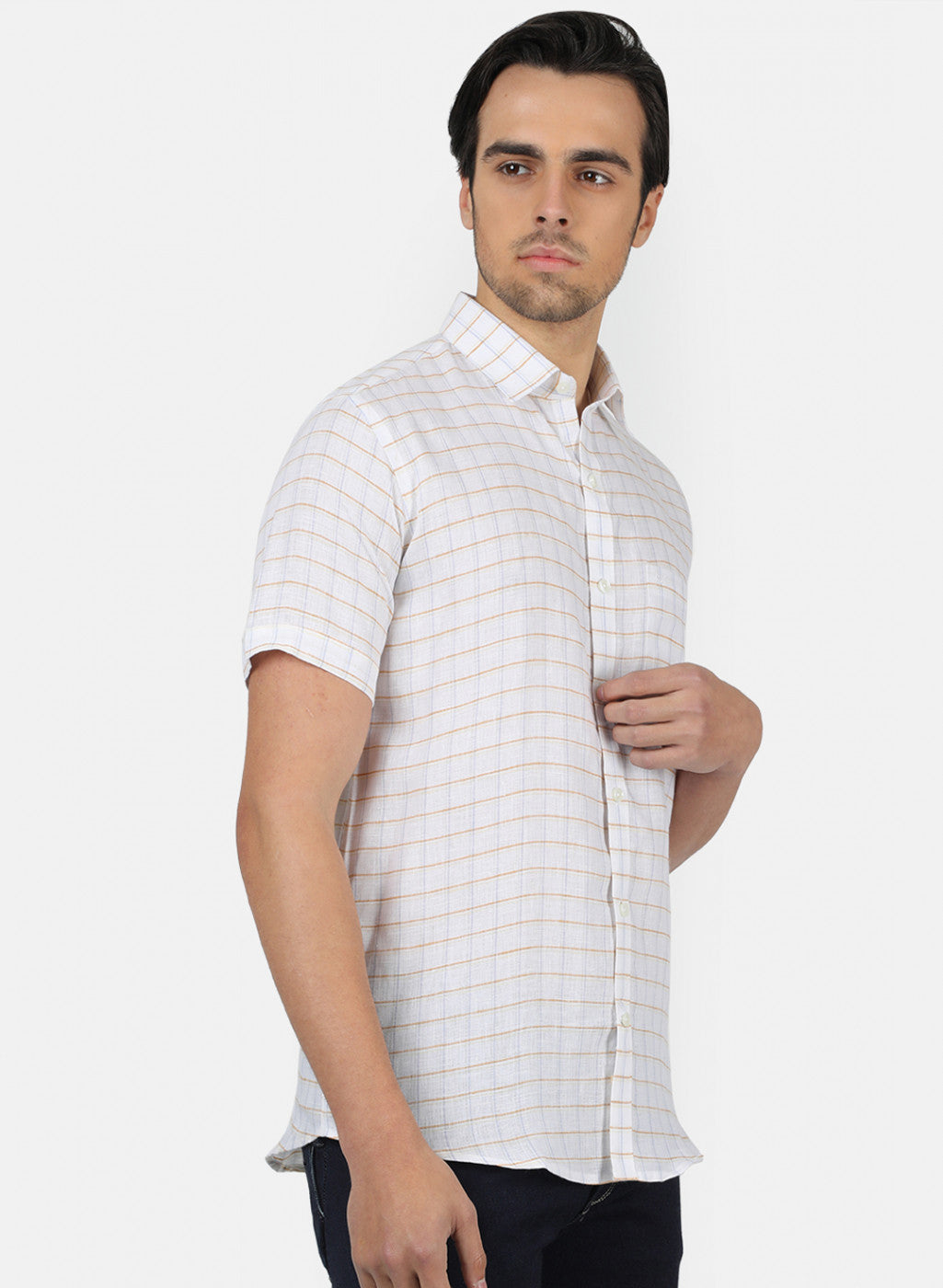 Men White Check Shirts