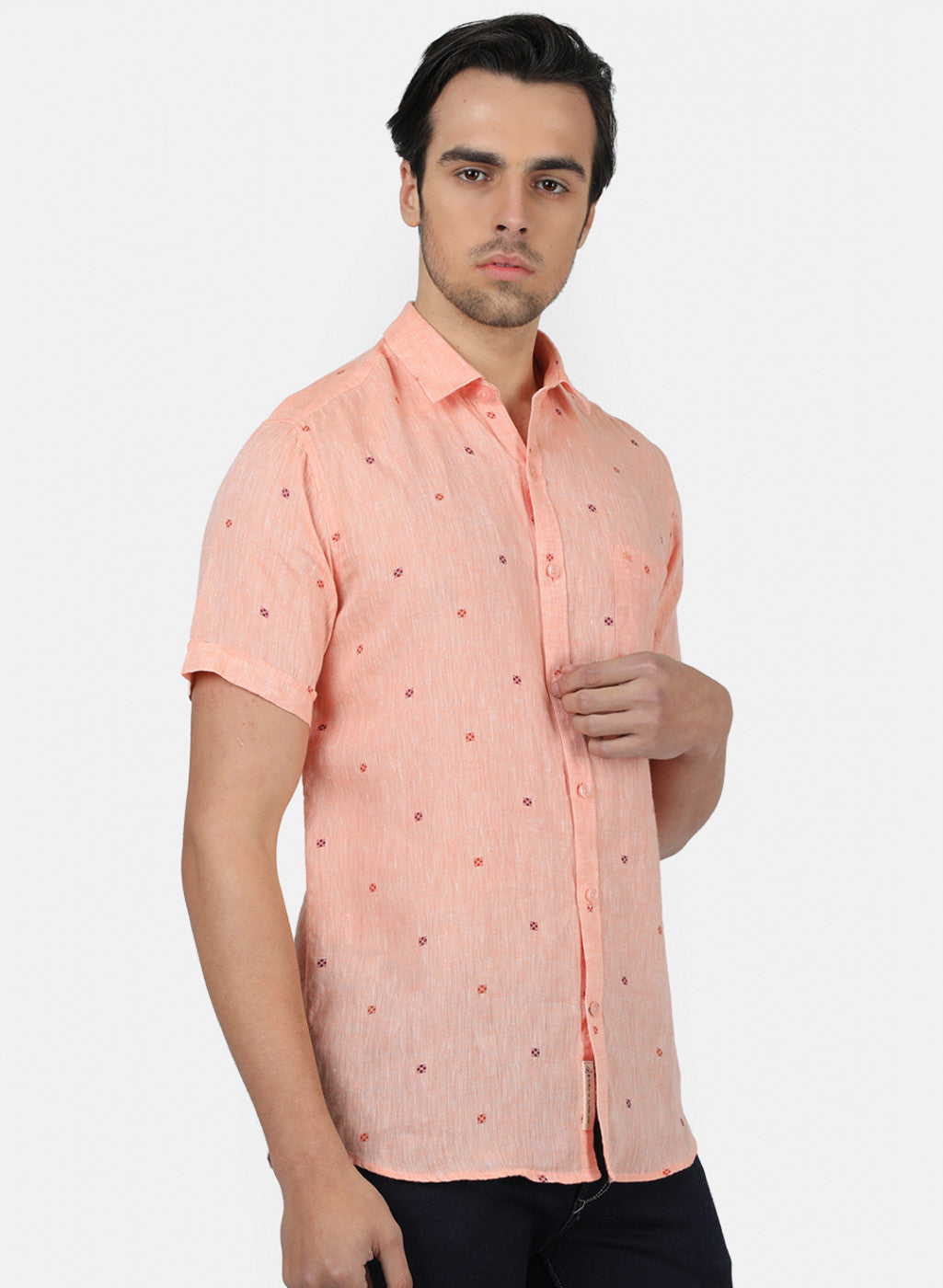 Men Peach Printed Shirts