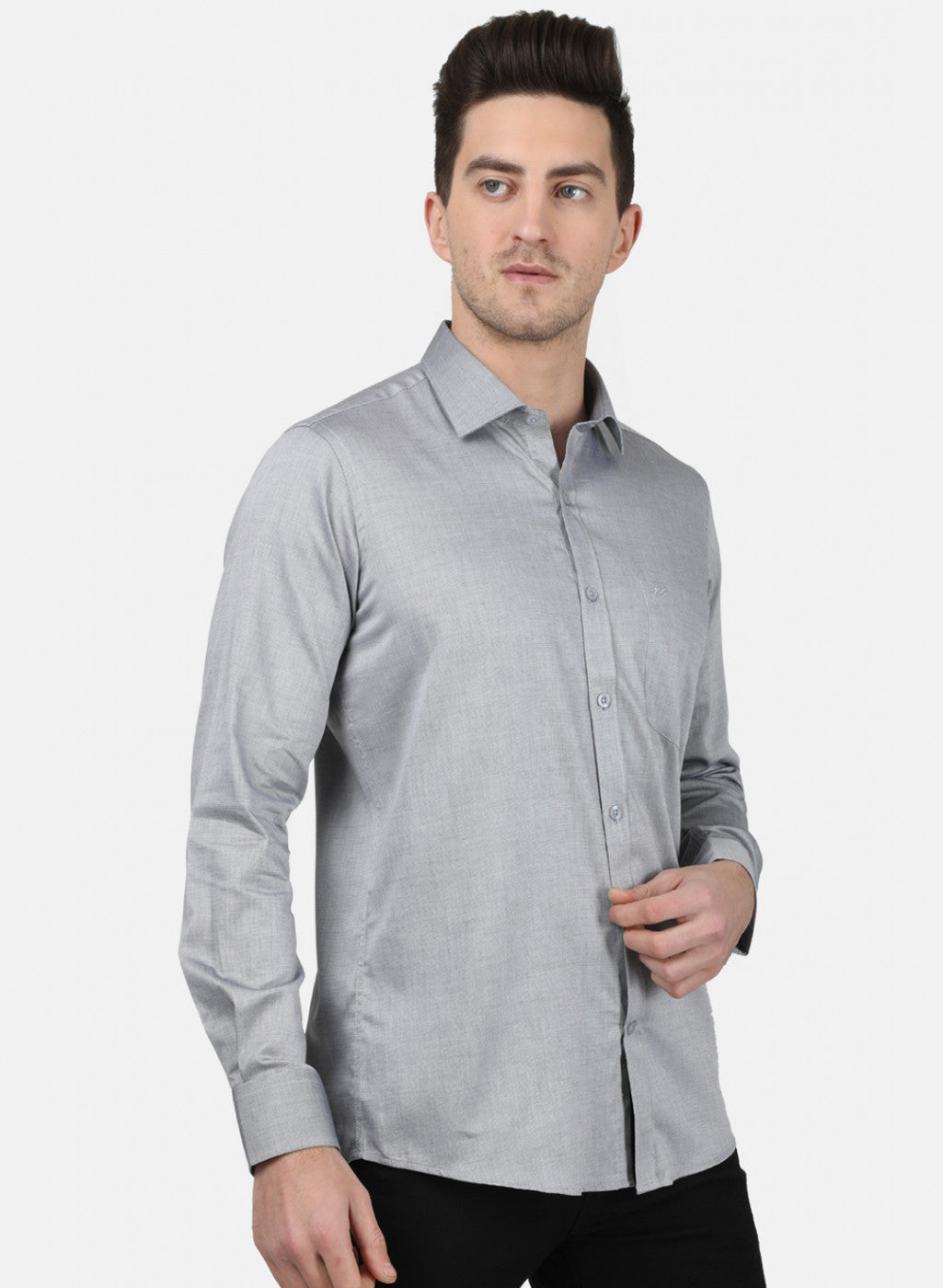 Mens Grey Printed Shirt