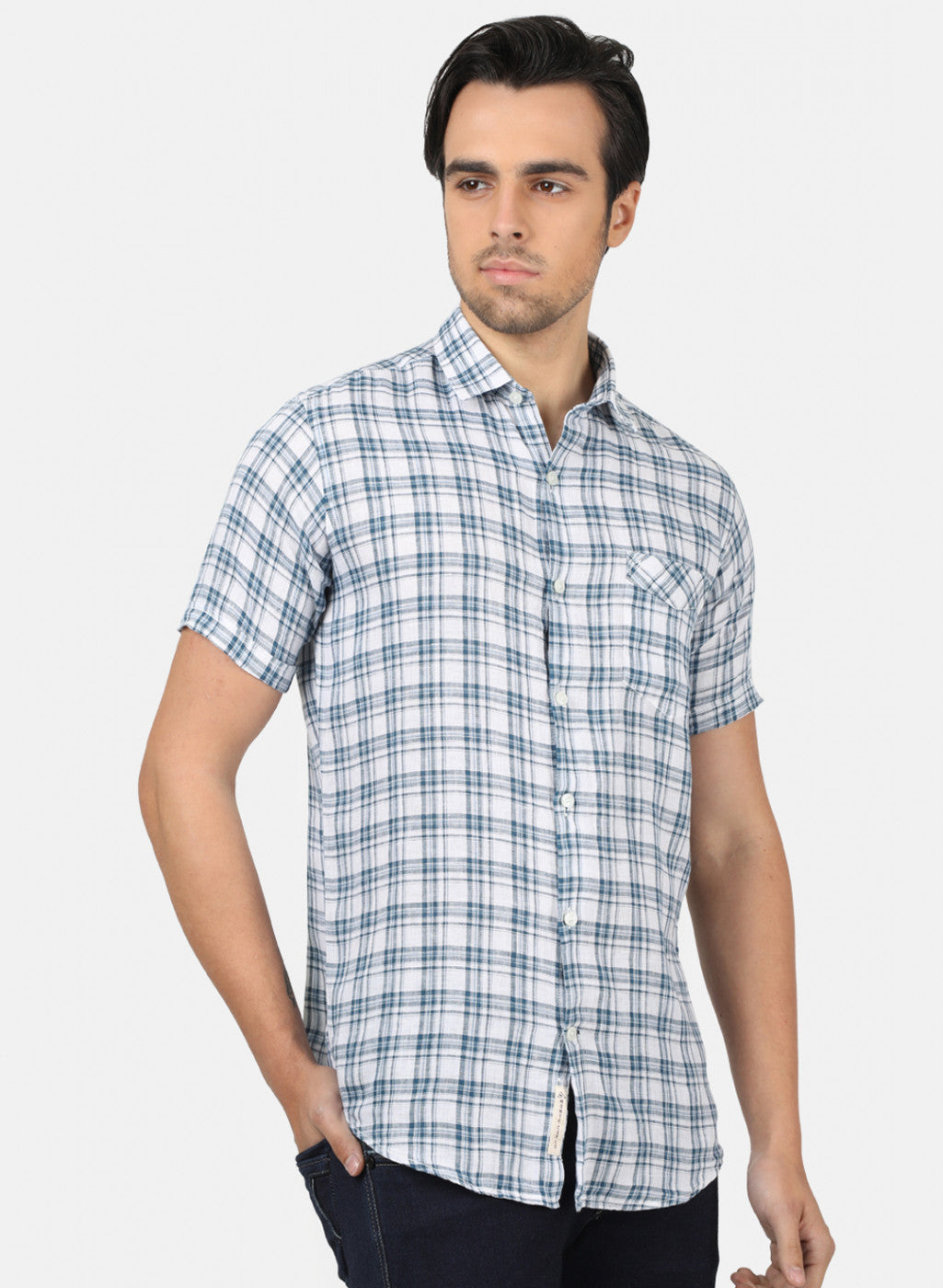 Men Blue Check Shirts