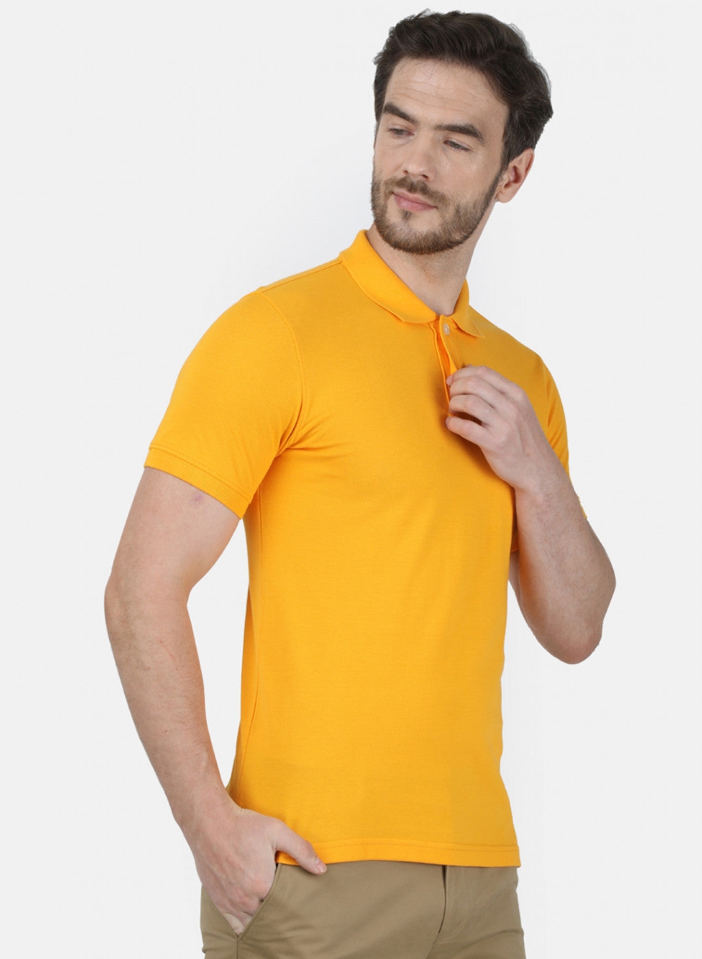 Mens Mustard Plain T-Shirt