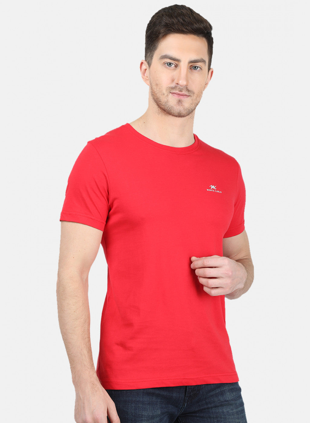 Mens Red Plain T-Shirt