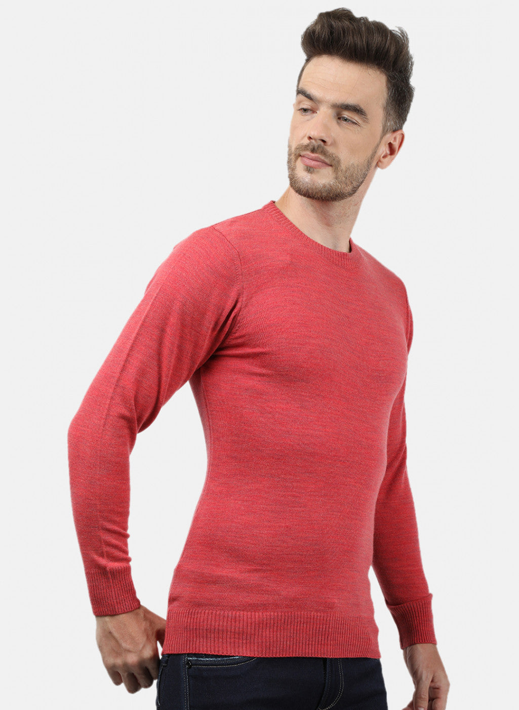 Men Red Solid Pullover