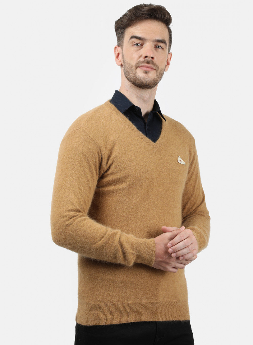 Men Brown Solid Pullover