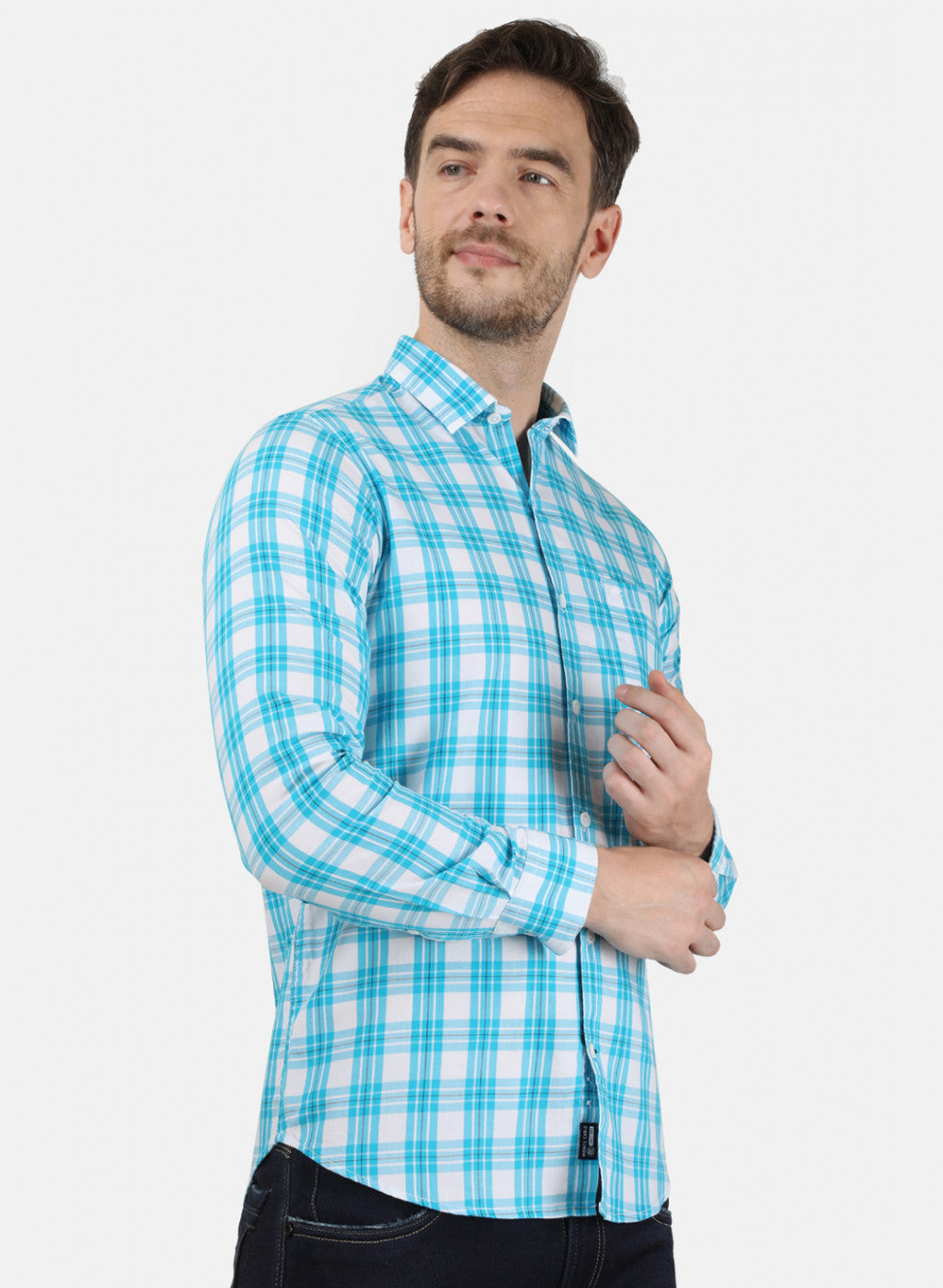 Mens Blue Check Shirts