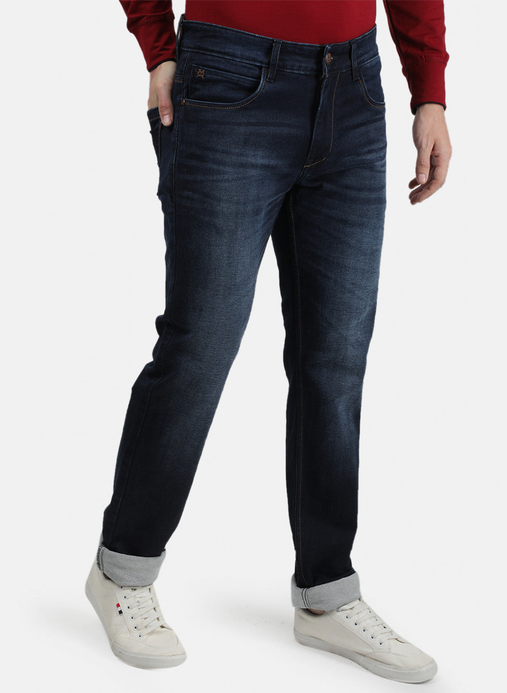 Men Navy Blue Narrow Fit Denim