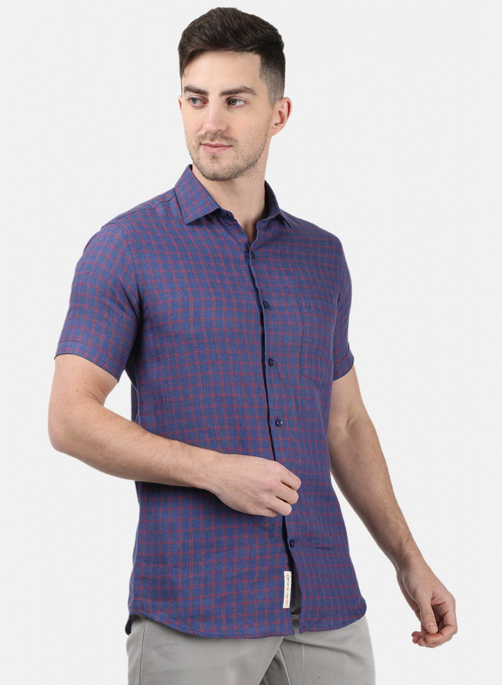 Men Blue Check Shirts