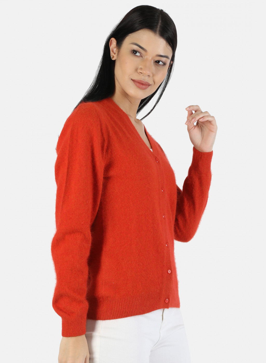 Women Orange Solid Cardigan