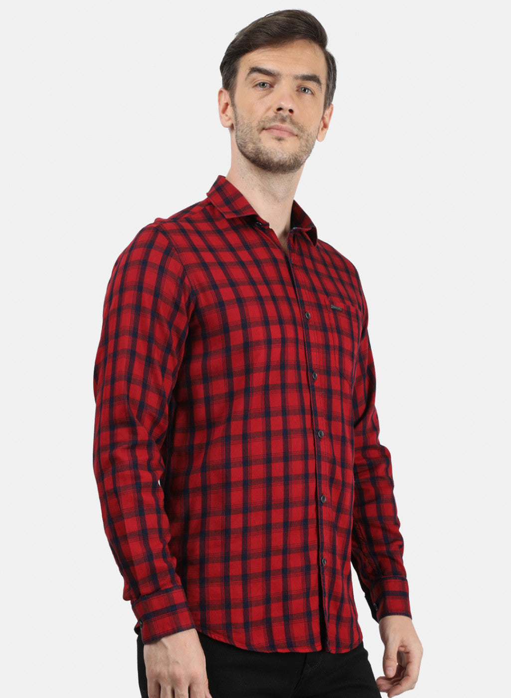 Men Maroon Check Shirt