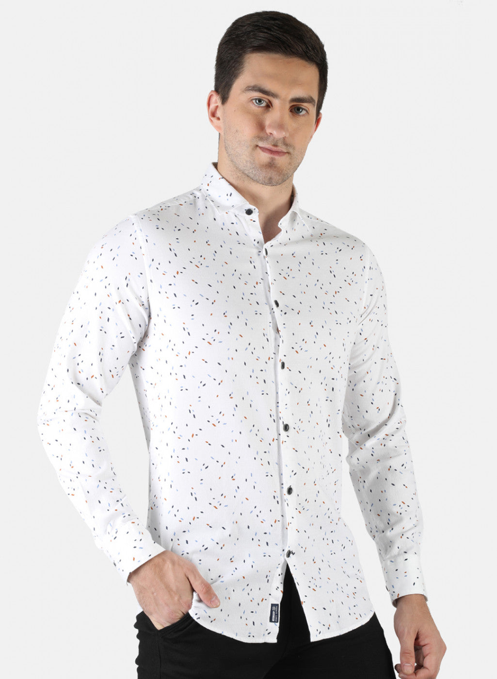 Men White Printed Shirt