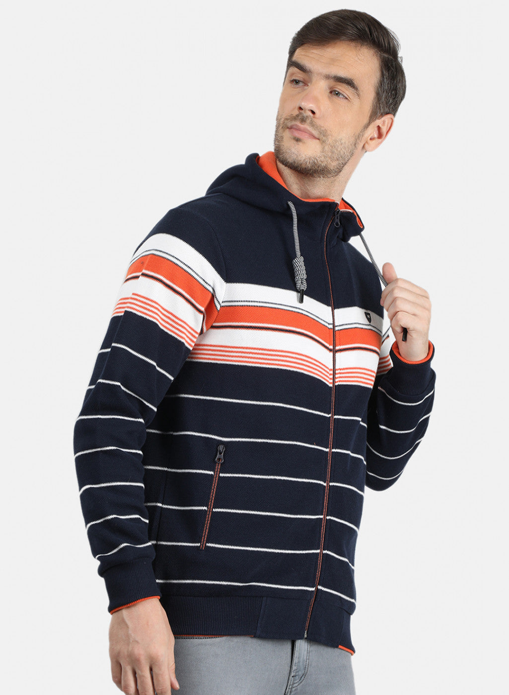 Men Blue Stripe Sweatshirt