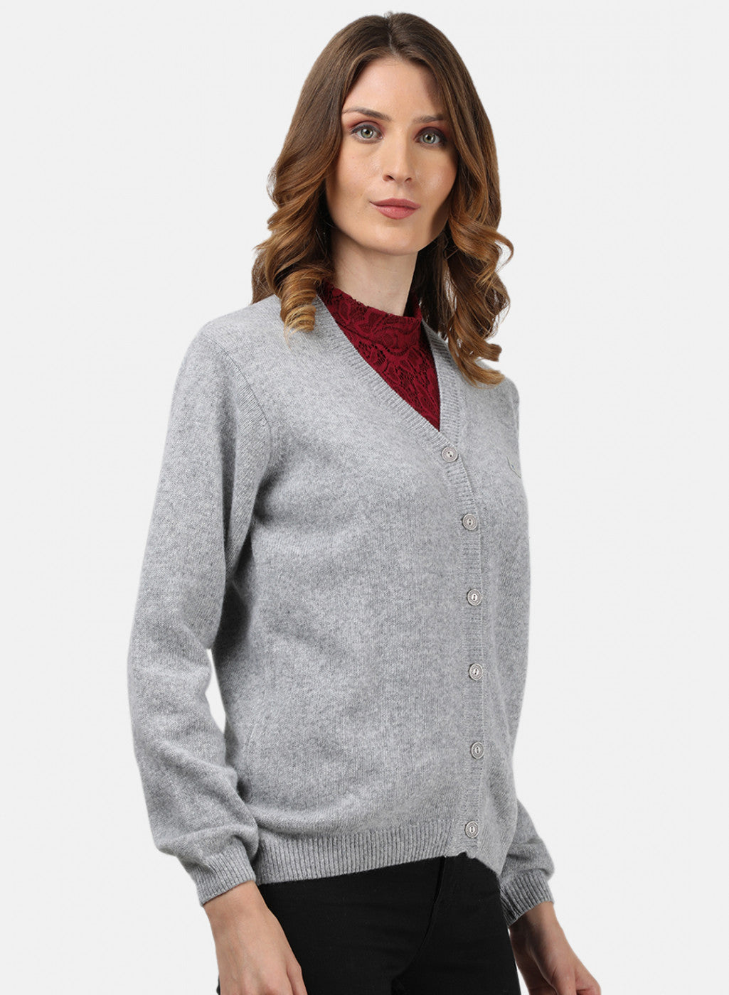 Women Grey Solid Cardigan