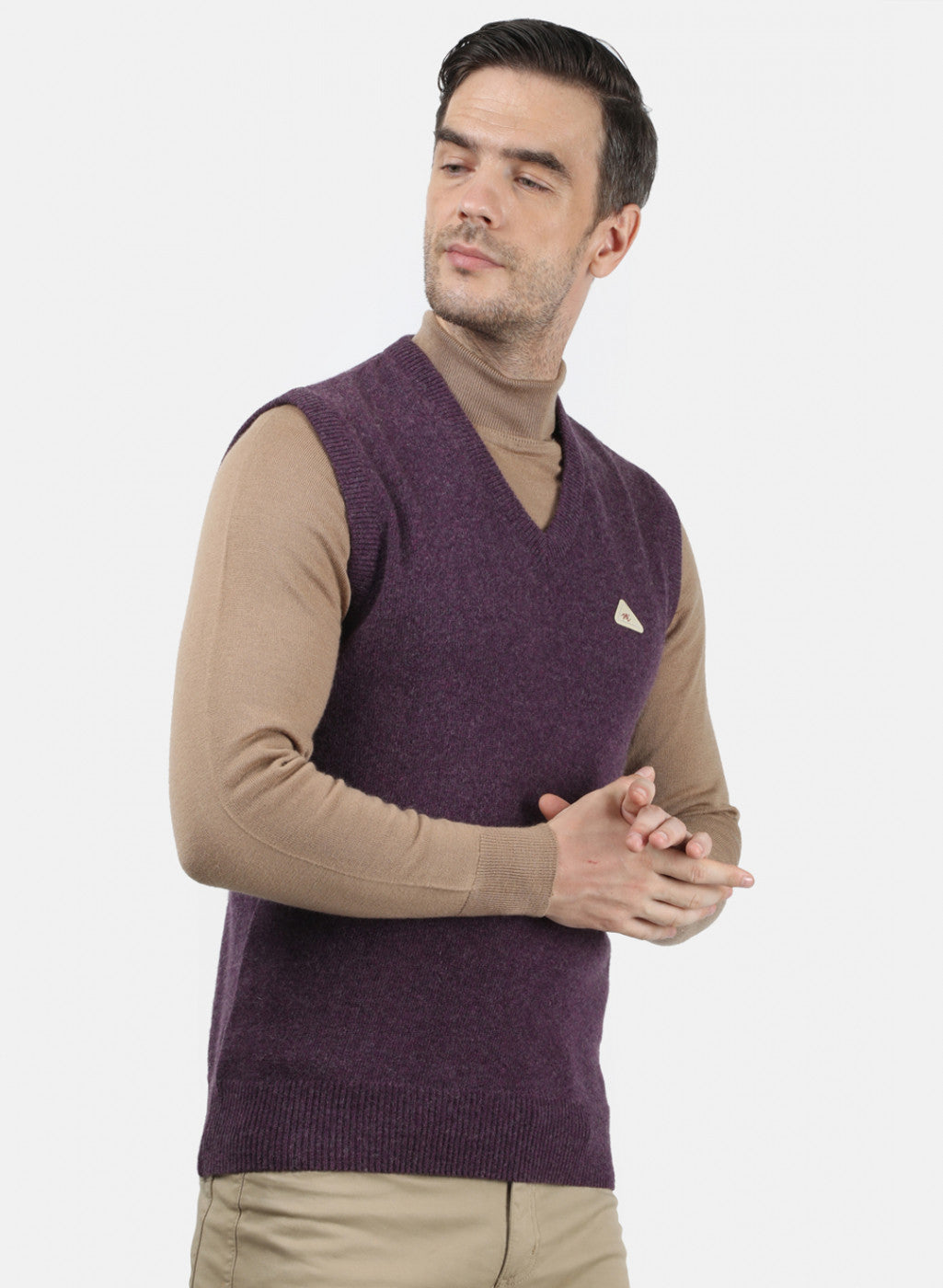 Men Purple Solid Sweater