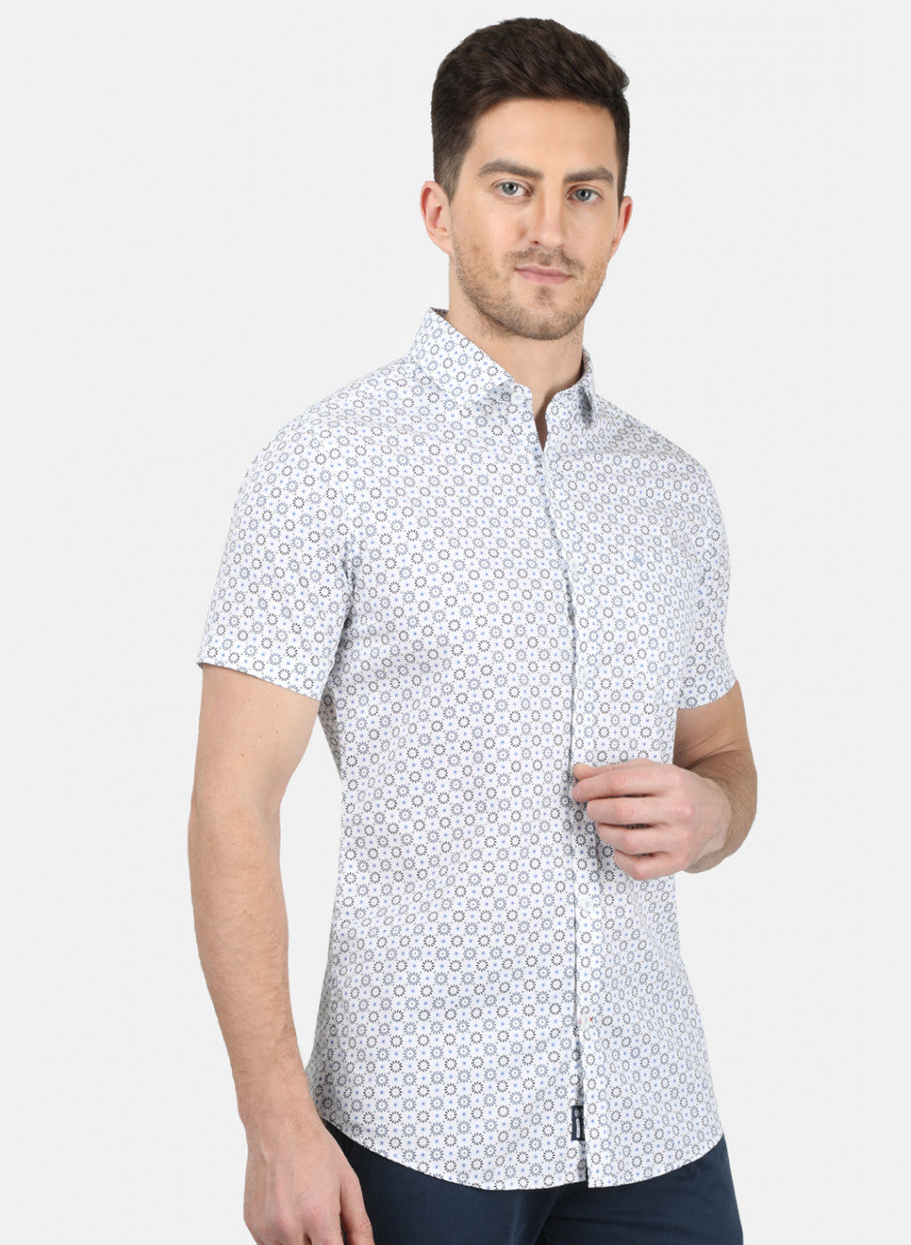 Mens Blue Printed Shirt