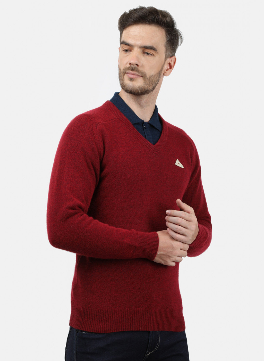 Men Maroon Solid Pullover