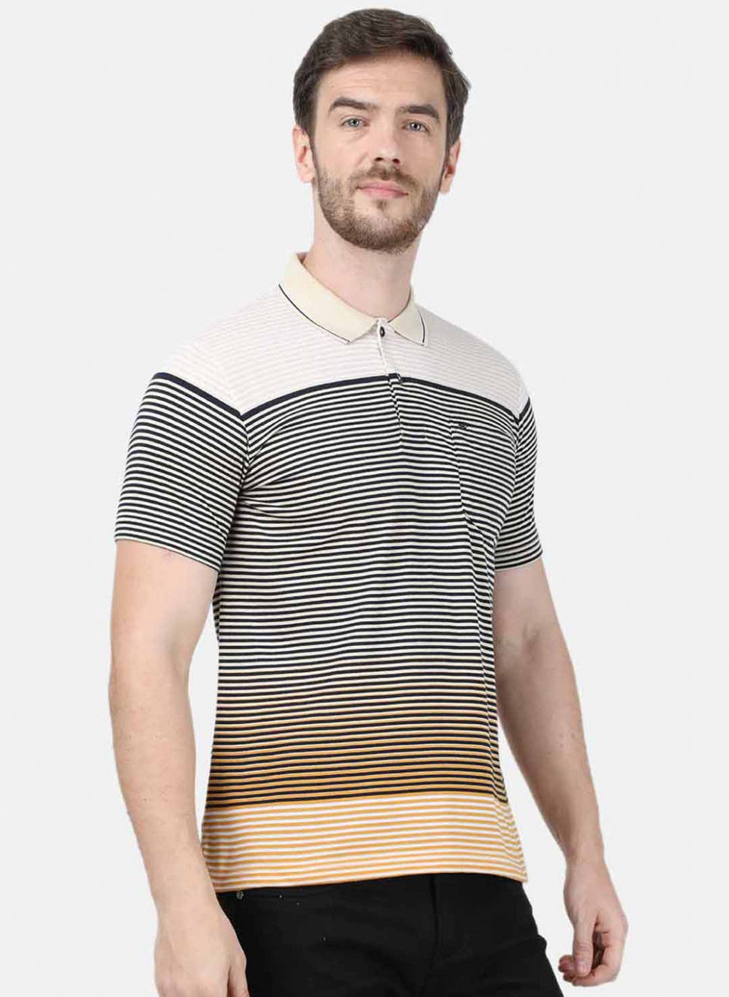 Mens Beige Stripe T-Shirt