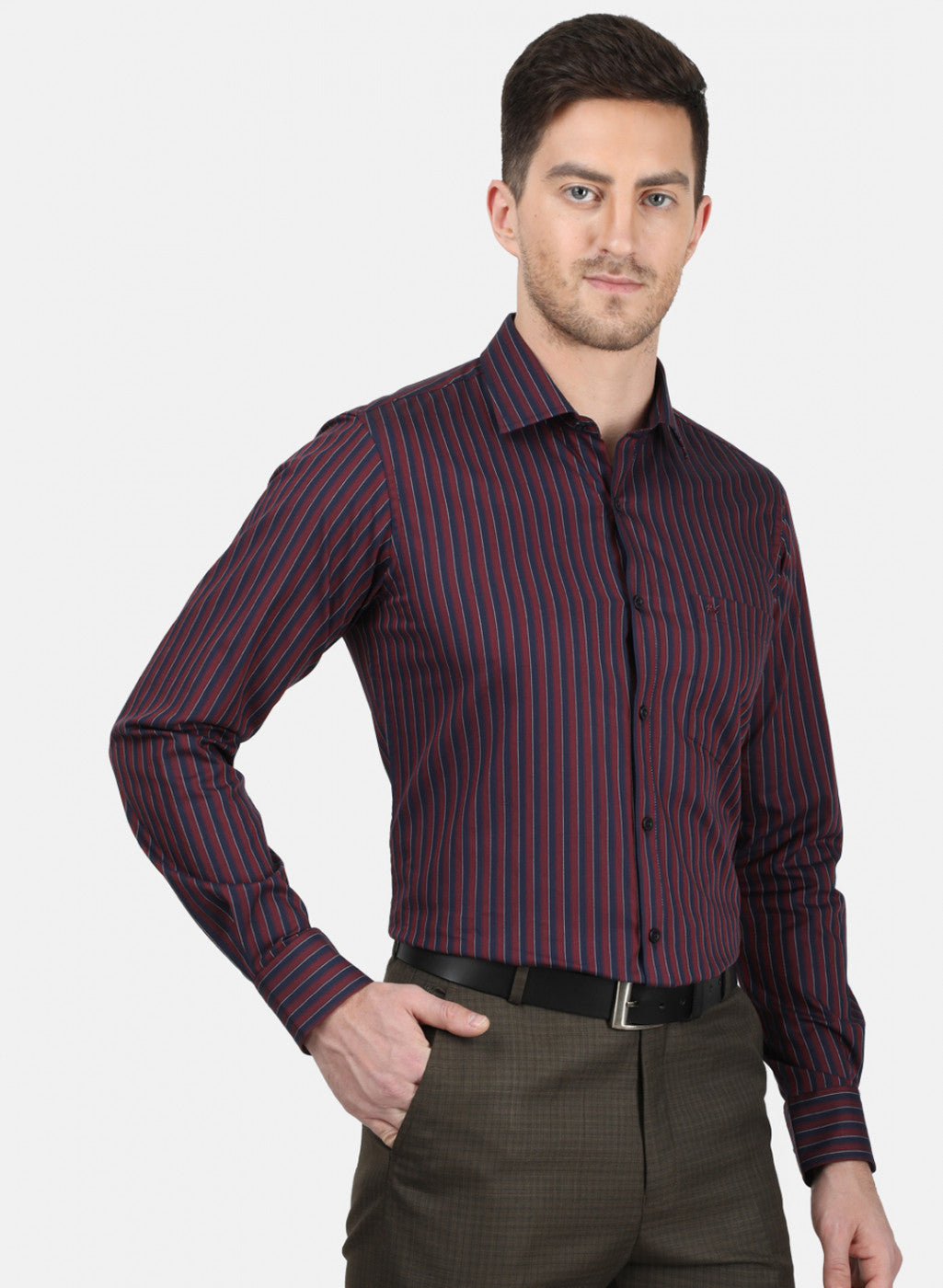 Mens Maroon Stripe Shirt