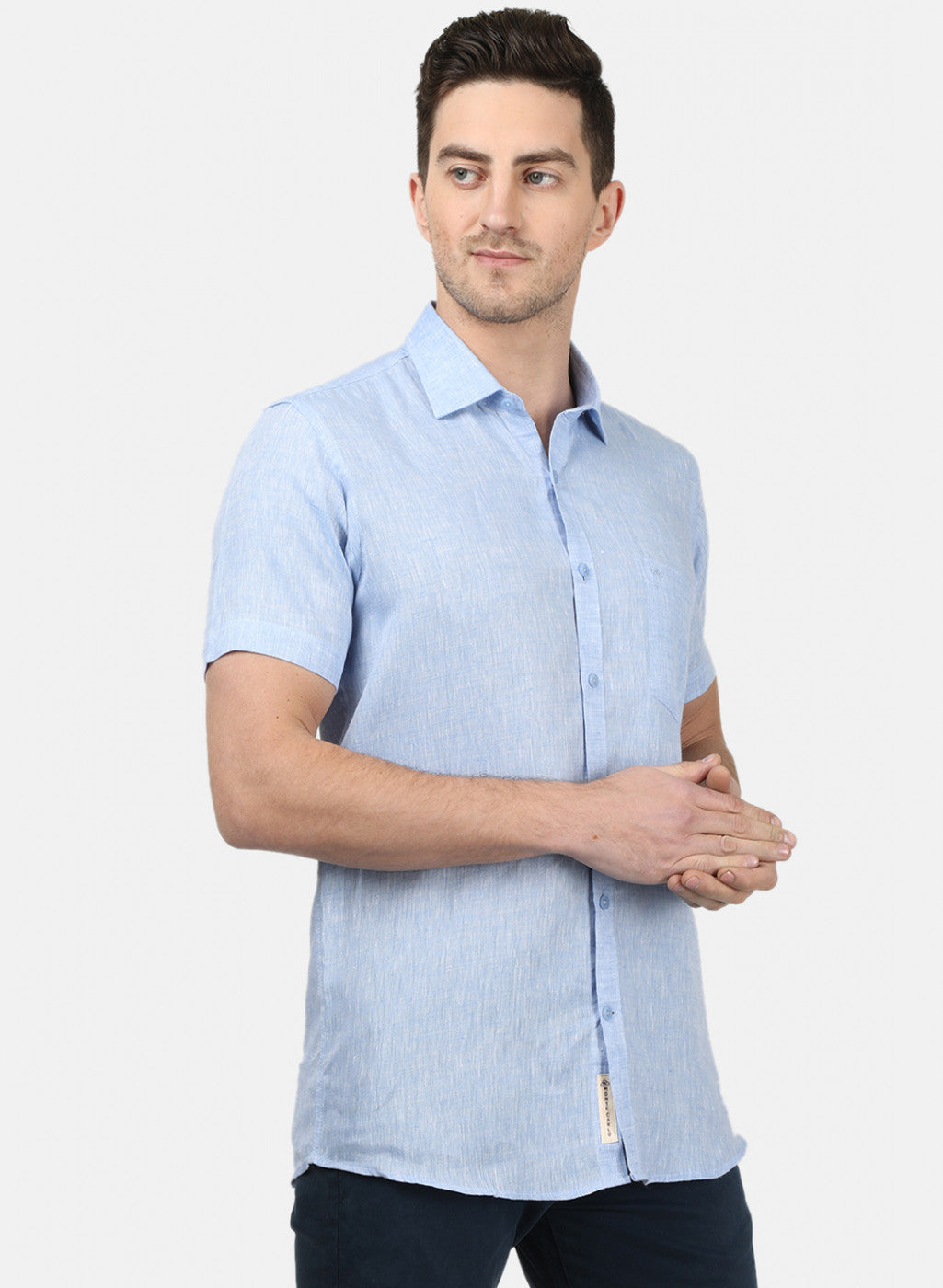 Mens Sky Blue Solid Shirts