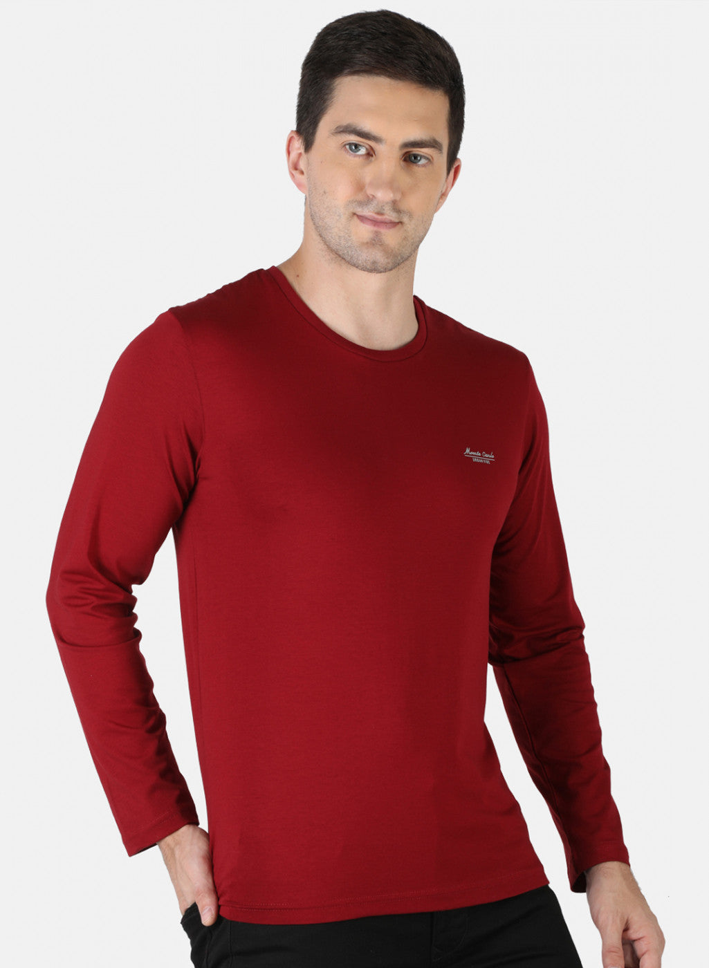 Men Maroon Plain T-Shirt