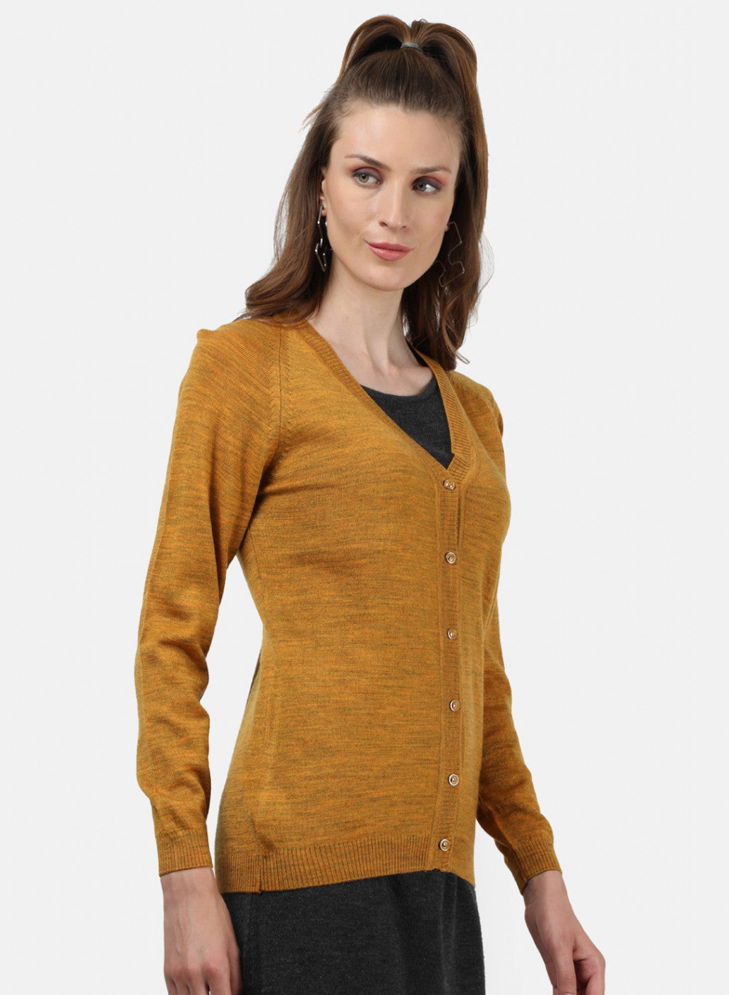 Women Yellow Solid Cardigan