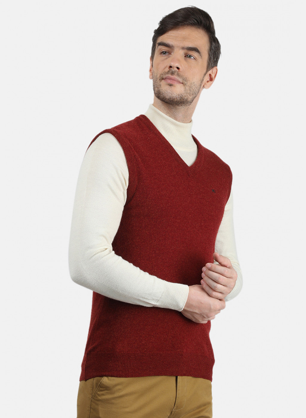 Men Maroon Solid Sweater