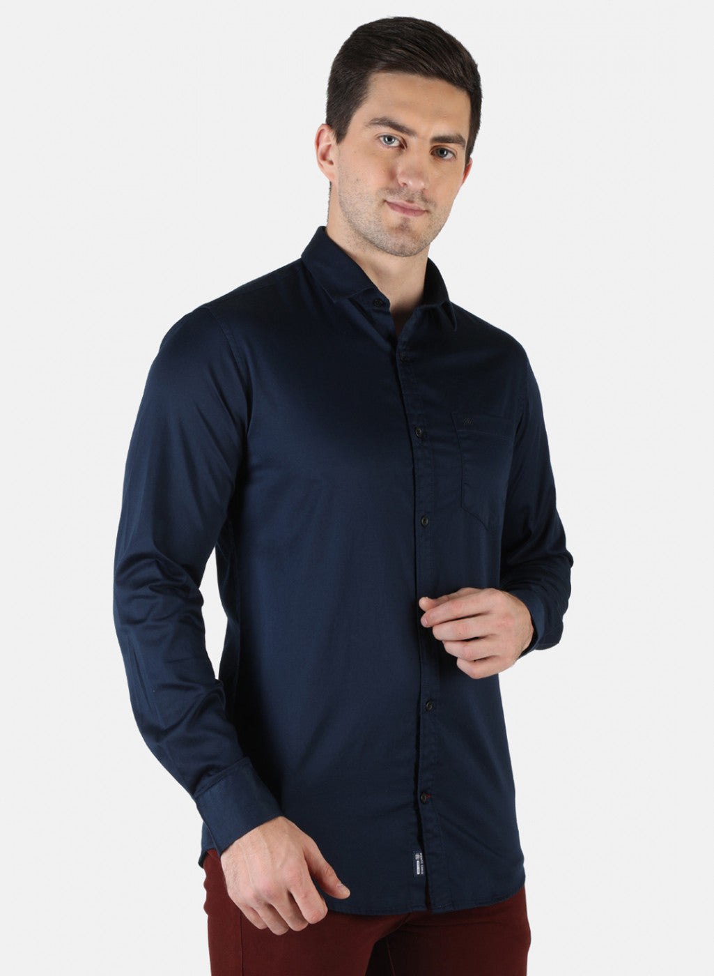 Men NAvy Blue Solid Shirt