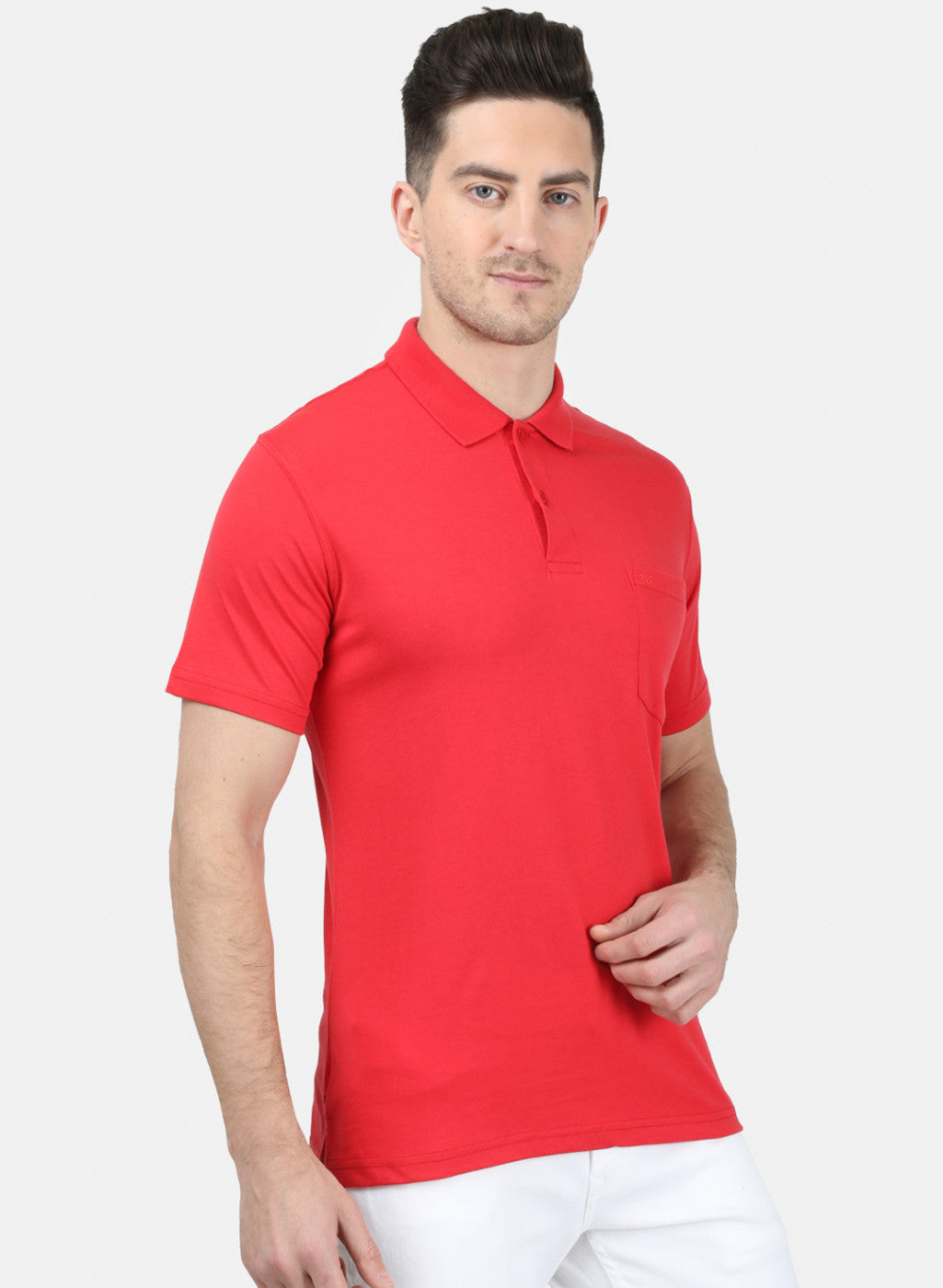 Mens Red Plain T-Shirt