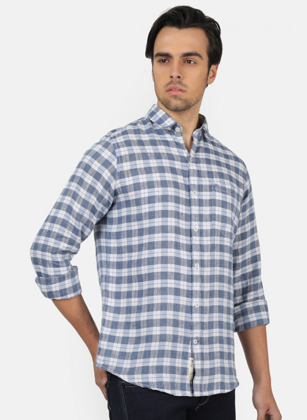 Men Blue Check Shirts