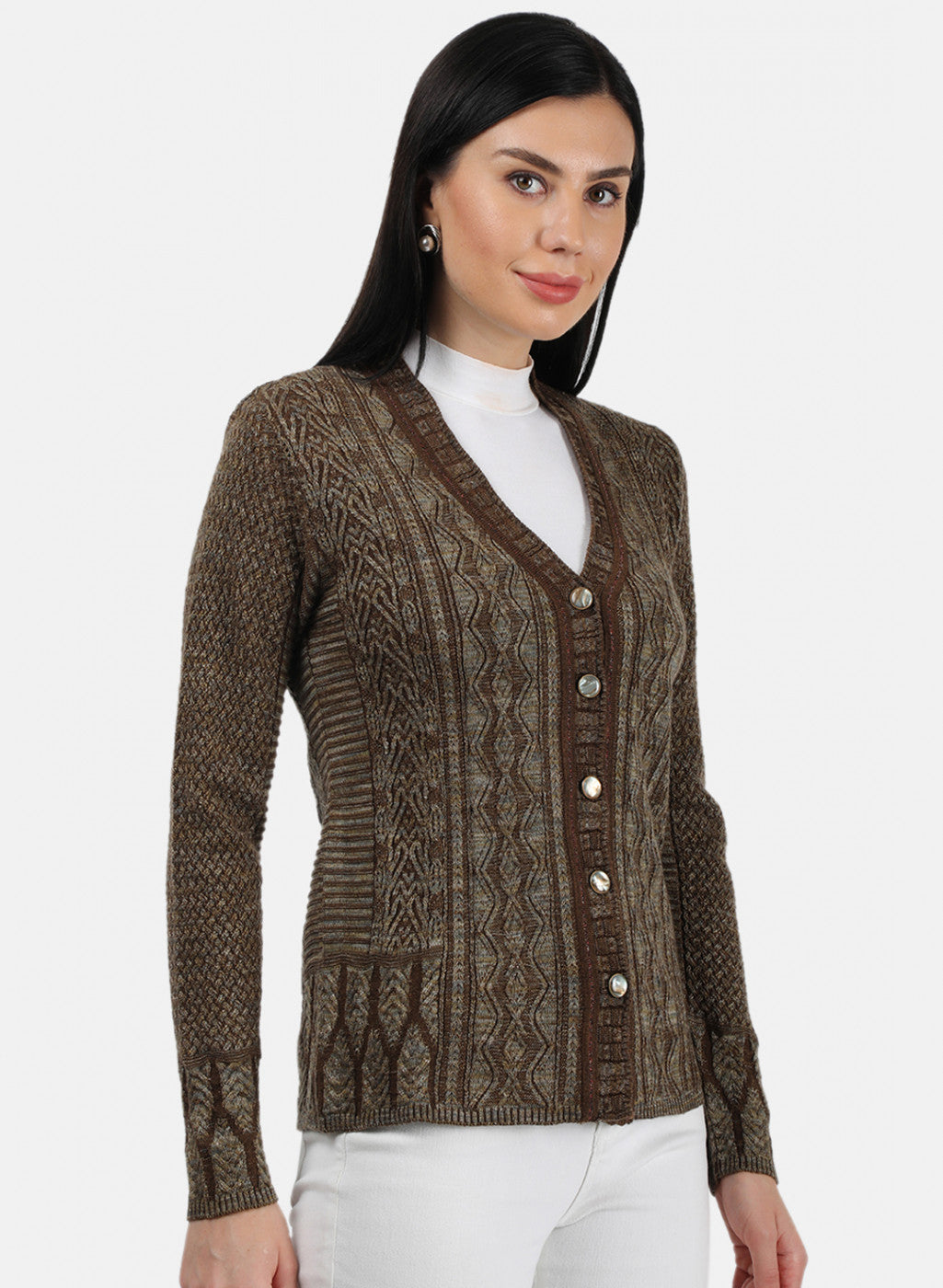 Women Brown Solid Cardigan