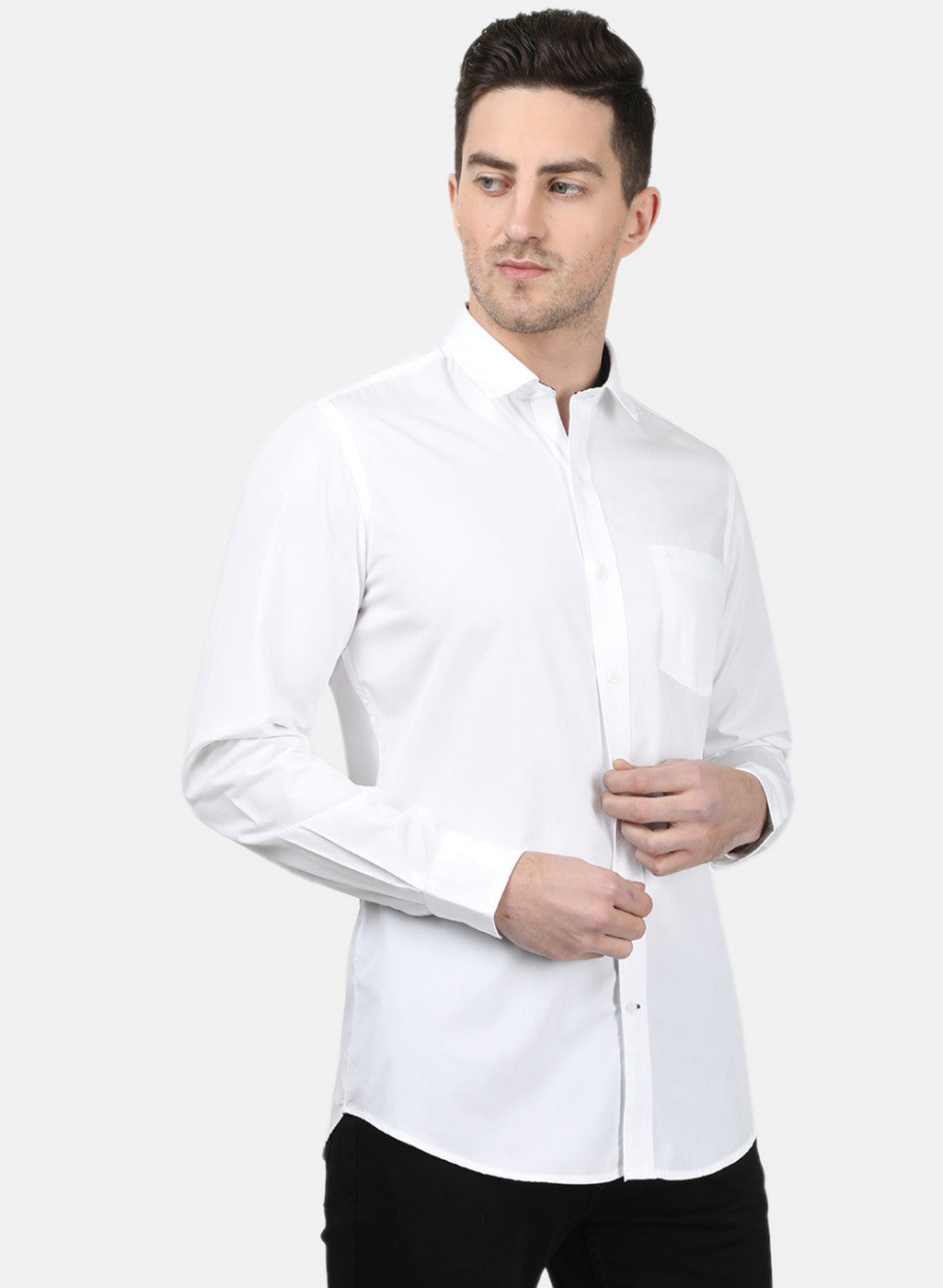 Mens White Solid Shirts