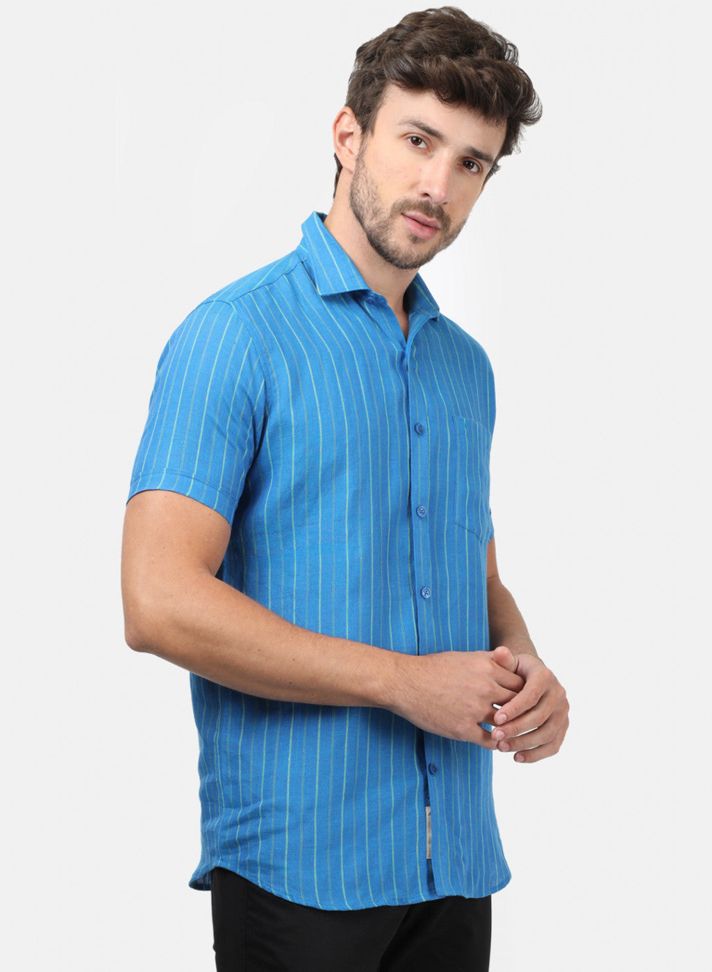 Men Blue Stripe Shirts