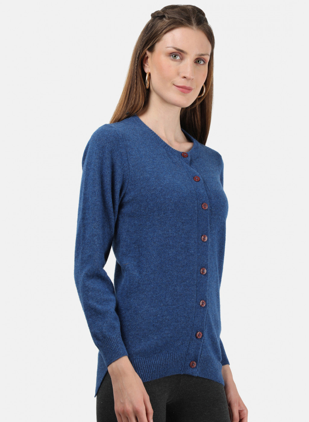 Women Blue Solid Cardigan