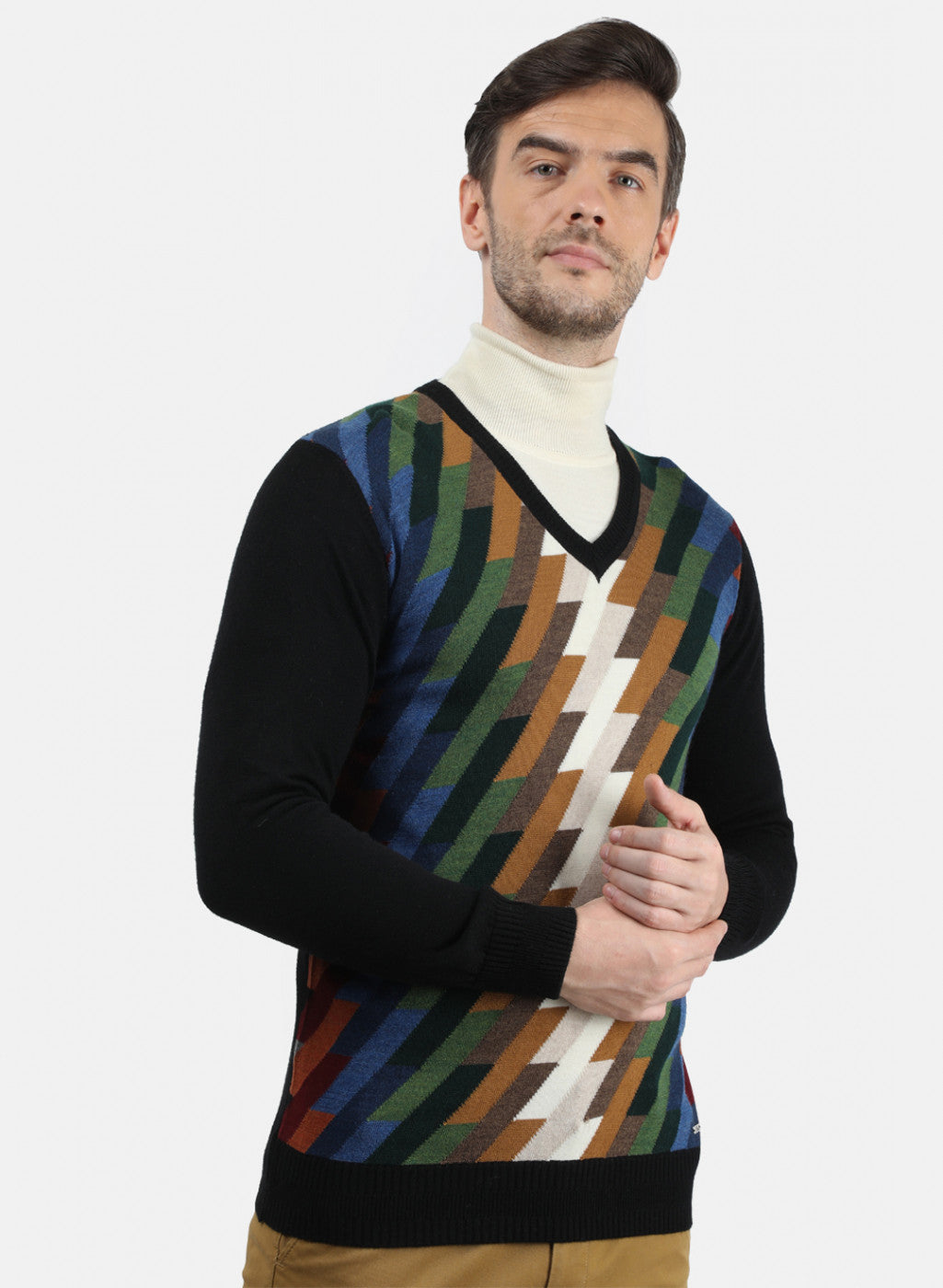 Men Multicolor Solid Pullover