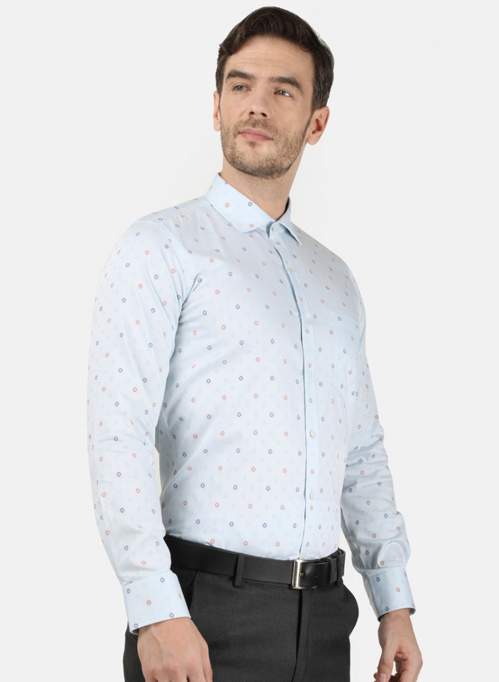 Mens Sky Blue Self Shirt