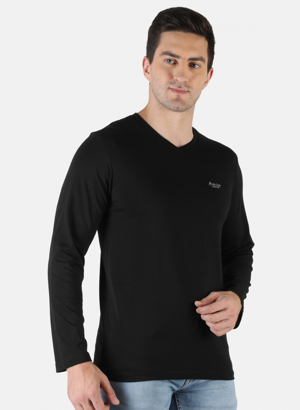 Men Black Plain T-Shirt