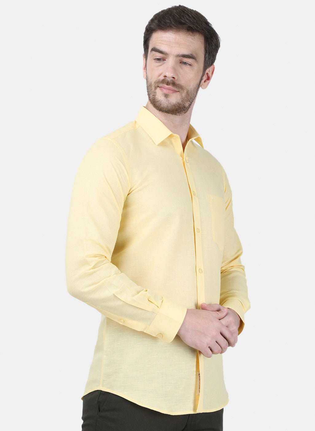 Mens Yellow Solid Shirt