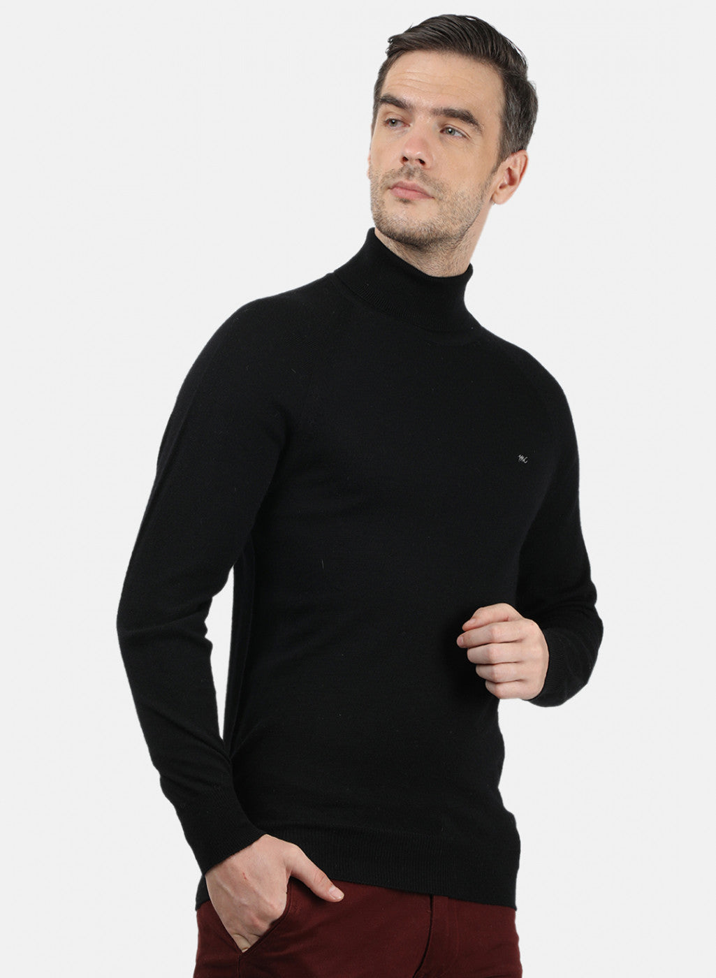 Men Black Solid Pullover