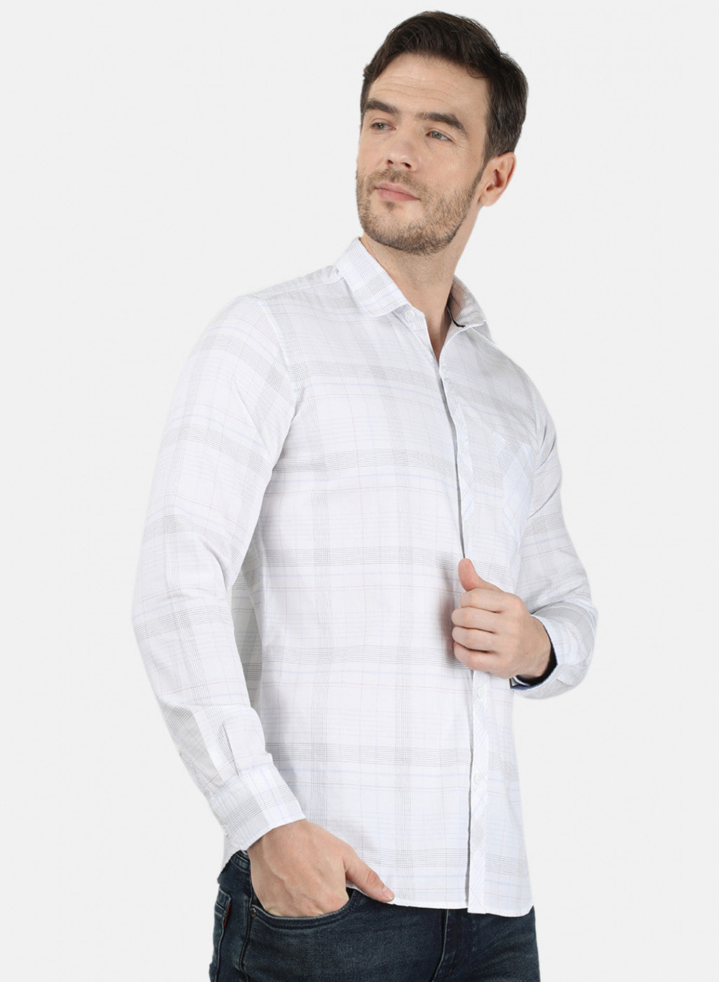 Mens White Check Shirt