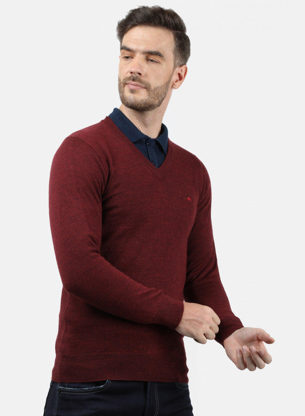 Men Maroon Solid Pullover