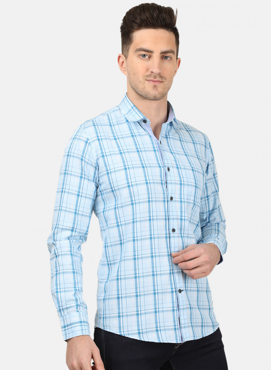 Mens Blue Check Shirt