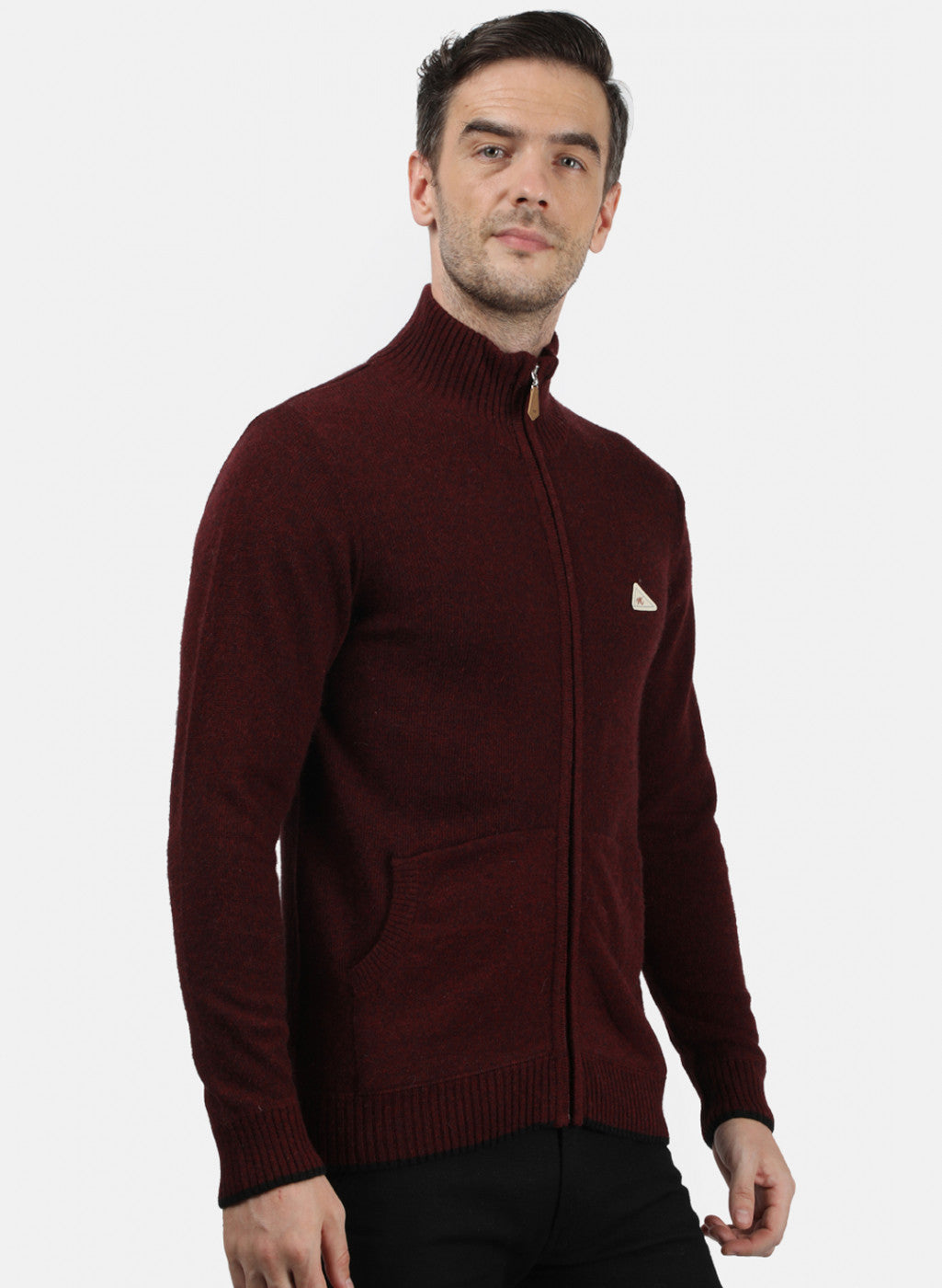 Men Maroon Solid Pullover