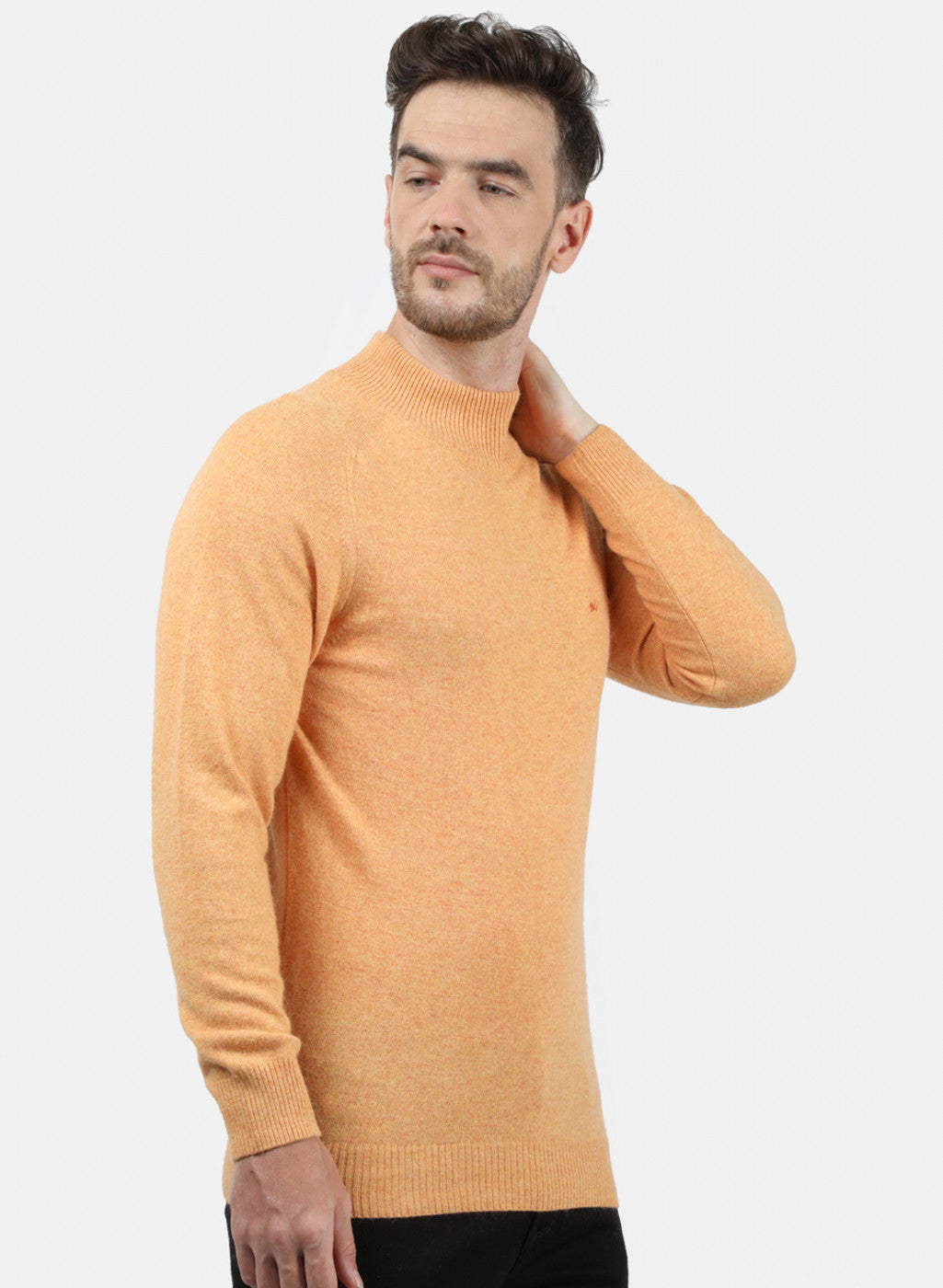 Men Orange Solid Pullover