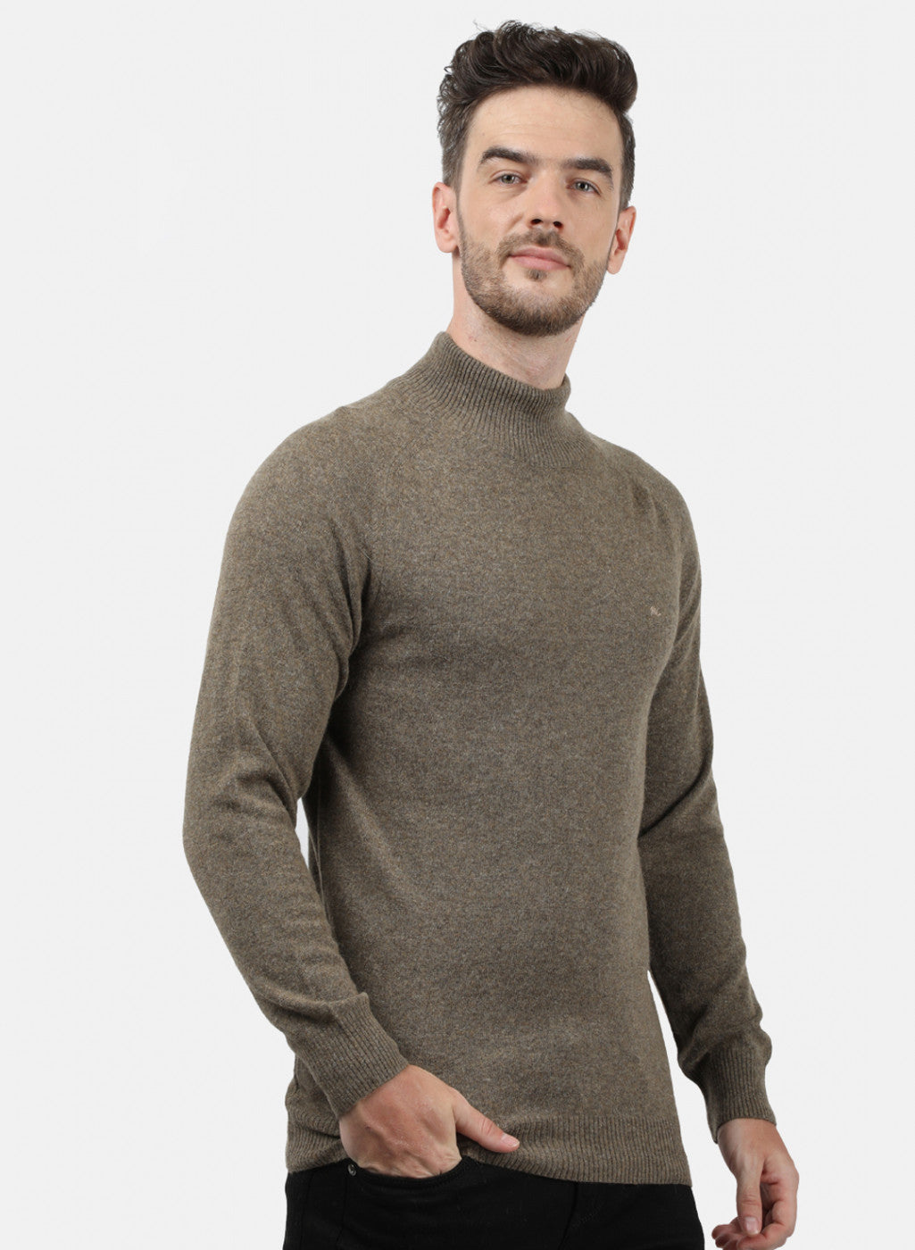 Men Brown Solid Pullover