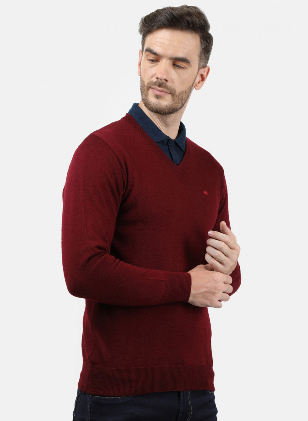 Men Maroon Solid Pullover